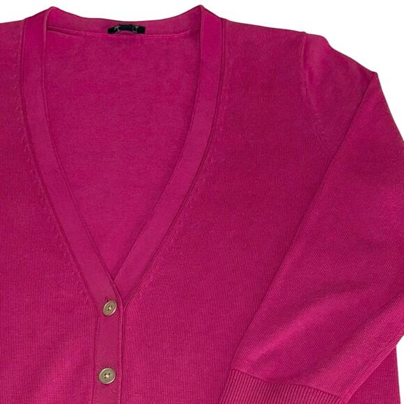 Talbots Knit Cardigan Sweater Women's M | Fuchsia Pink | 3/4 Sleeve Lightweight - Picture 1 of 11